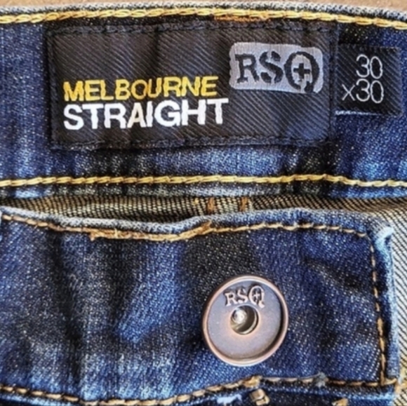 RSQ Melbourne Straight Leg Slightly Distressed Dark Blue Wash Jeans, 30x28 - Picture 7 of 11